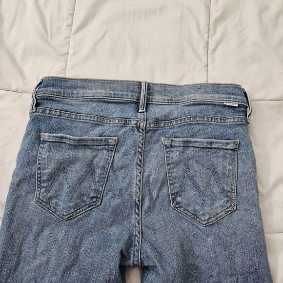 MOTHER Flare Jeans 29 Blue The Runaway Step Fray Kiss & Make Up Boho Stretch - Picture 9 of 12